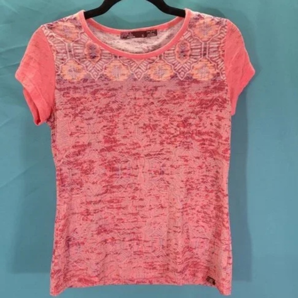 Prana Womens Short Sleeve Patterned Top (Size: Small/Pink) - Picture 1 of 11